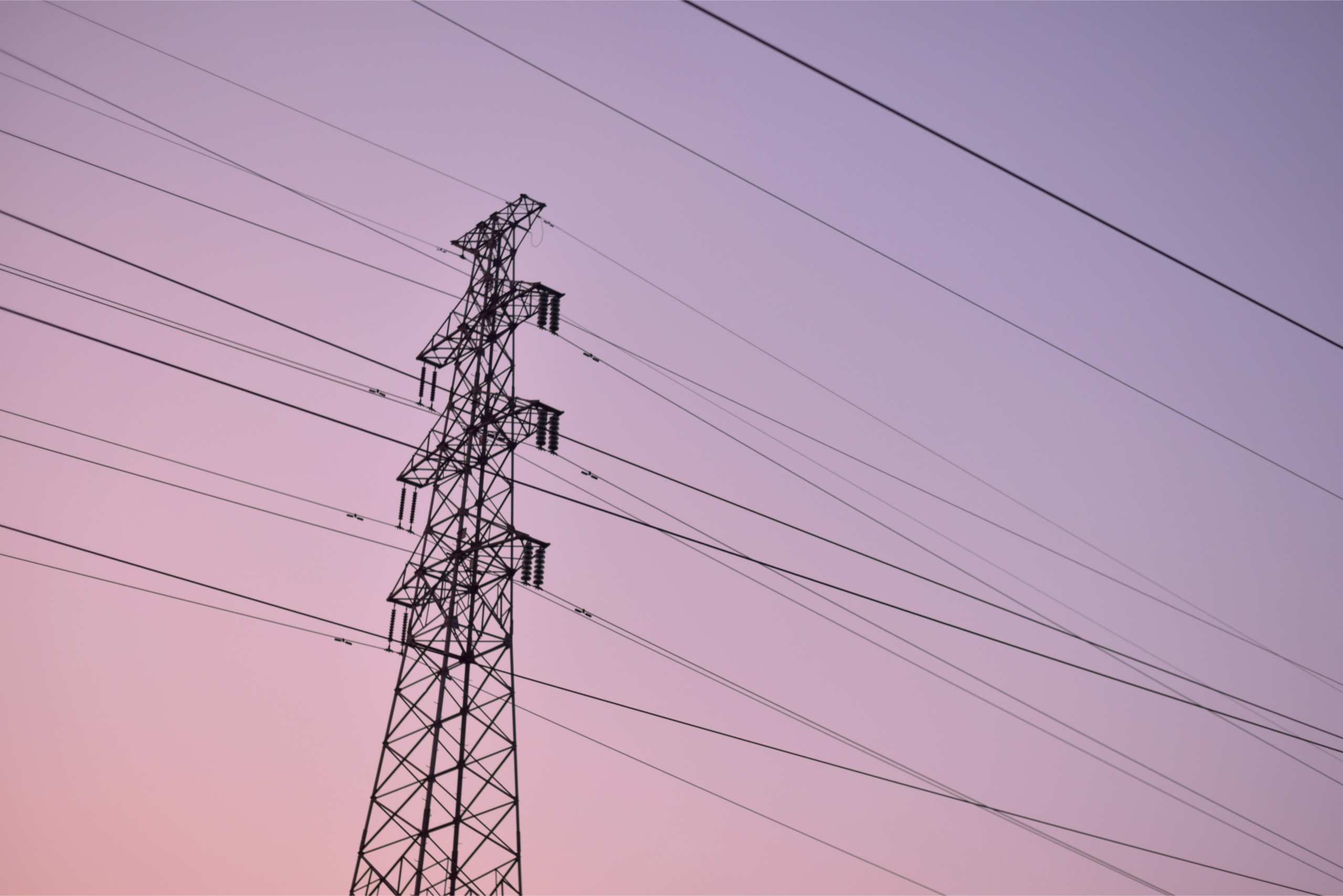 Electricity pylons at sunrise